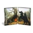Sleepy Hollow Limited Edition UK Steelbook 4K UHD and Blu-Ray steelbook open showing detailed artwork of Ichabod Crane and the Headless Horseman in spooky forest scene