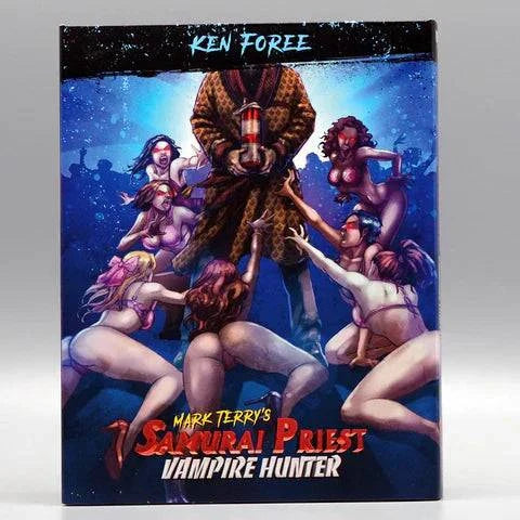 Blu-Ray cover of "Samurai Priest Vampire Hunter" featuring artwork of characters surrounding a central figure.