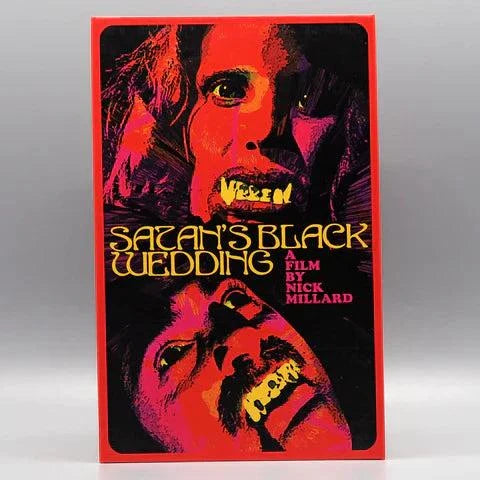 Limited edition Deluxe LED VHS of "Satan's Black Wedding" with vibrant horror-themed cover art.