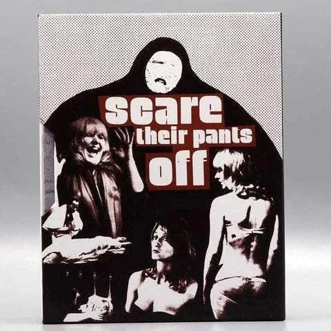 Satan's Bed + Scare Their Pants Off Blu-Ray slipcase with black and white crime thriller artwork showing a man holding a woman by the mouth.