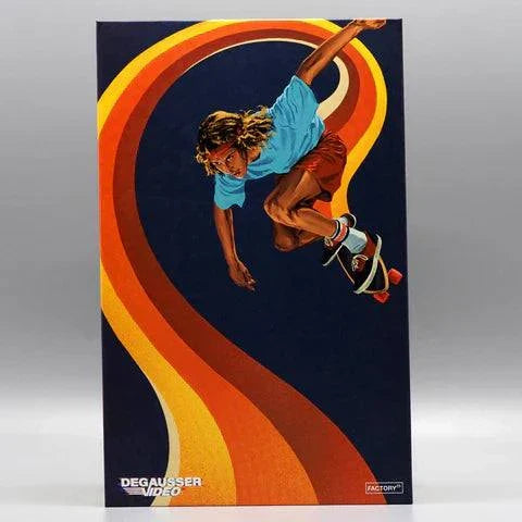 Limited edition deluxe LED VHS skateboard with retro 70s design.