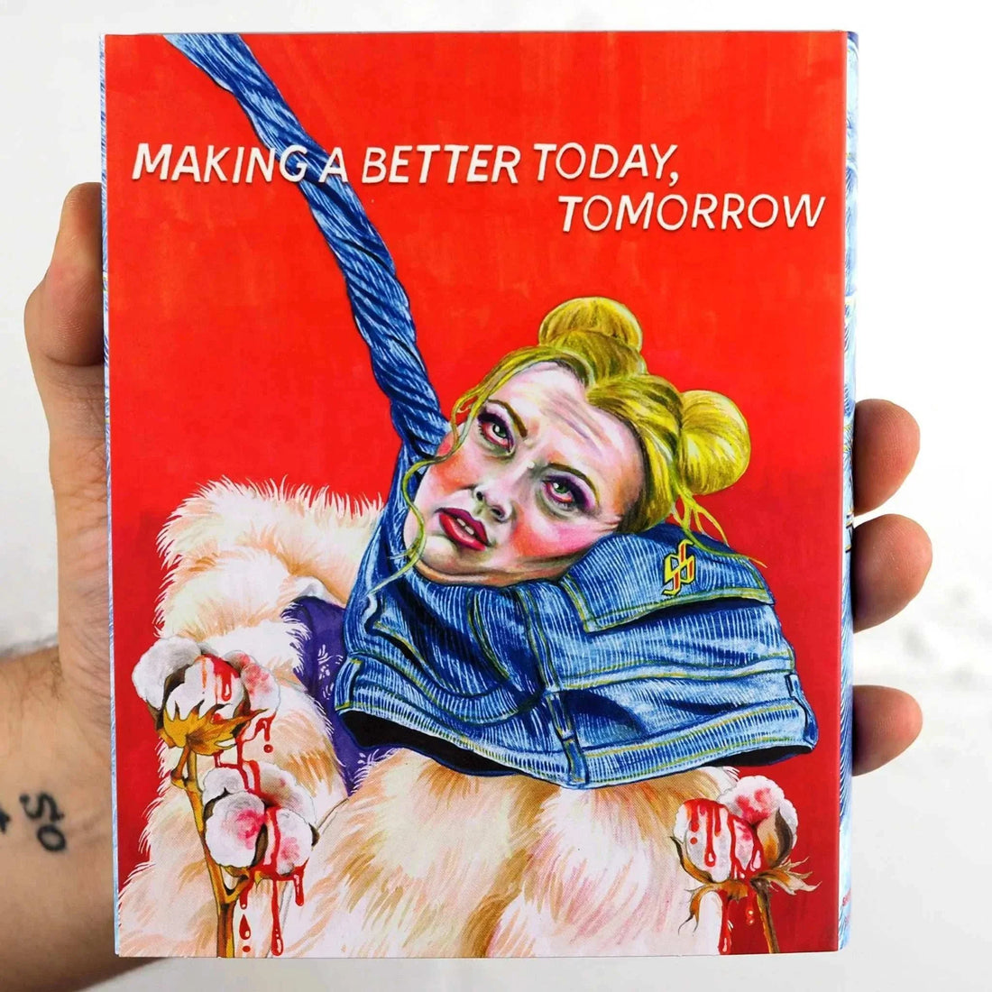 Shudder Slaxx Blu-ray cover featuring bloody hand emerging from blue jeans with slipcover