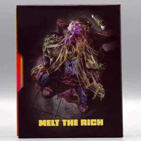 Vinegar Syndrome Pictures Street Trash 2024 Blu-Ray with slipcase and slipcover featuring horror movie artwork with "Melt the Rich" text.