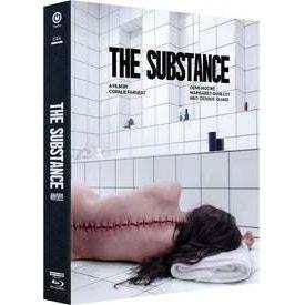 The Substance Steelbook lenticular fullslip limited edition 2-disc 4K UHD and Blu-Ray set with cover art showing a person lying down with a stitched back in a tiled room