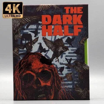 The Dark Half 4K UHD Blu-Ray with slipcase by Vinegar Syndrome featuring skull and birds artwork.