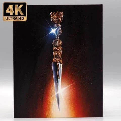 Vinegar Syndrome Ultra The Golden Child 4K UHD Blu-Ray with slipcase featuring ornate sword design.