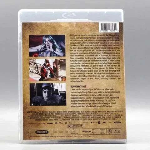Magnolia Pictures "The Last Circus" Blu-Ray with Slipcover, showing back cover with images and bonus features.