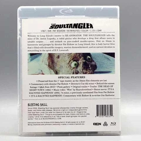 Bleeding Skull - The Soultangler Blu-Ray with slipcover featuring horror movie details and special features.