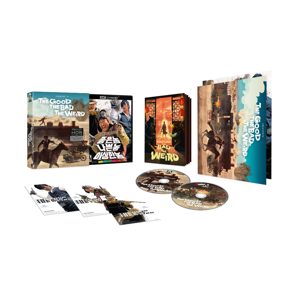 The Good, The Bad, The Weird Limited Edition 4K UHD + Blu-Ray set with slipcase, collector's book, postcards, and poster.