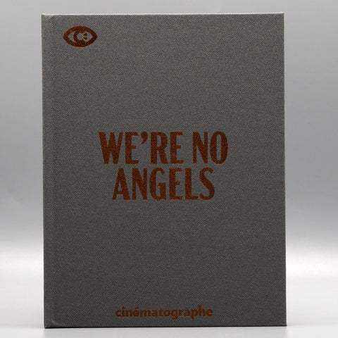We're No Angels Blu-Ray slipcase with minimalist grey fabric cover and brown text.
