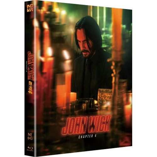 John Wick Chapter 4 Blu-ray steelbook lenticular O-ring edition with Keanu Reeves on cover and action thriller theme