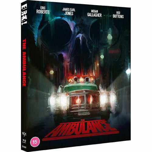 The Ambulance Limited Edition Blu-Ray with slipcover and booklet featuring eerie ambulance cover art and cast names.