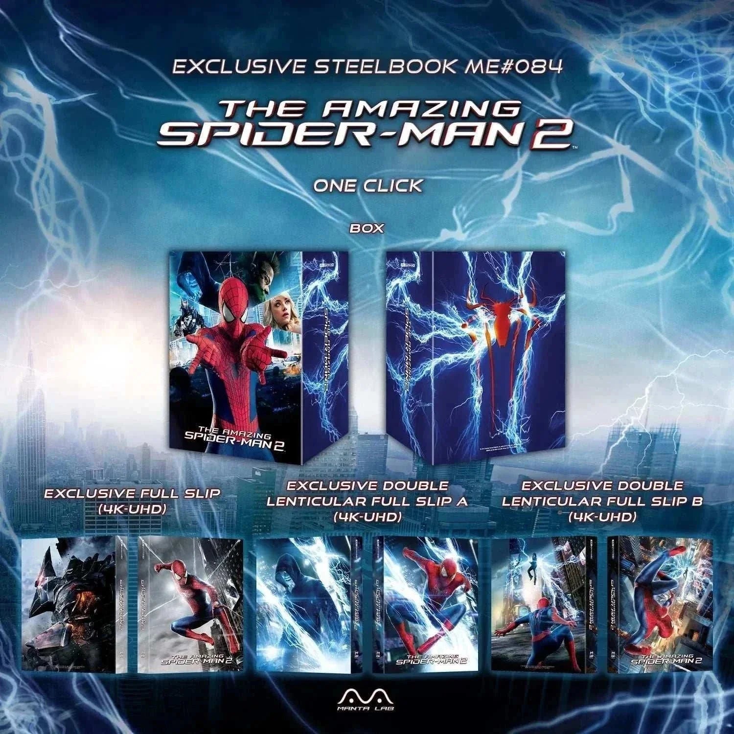 The Amazing Spider-Man 2 exclusive steelbook 4K UHD and Blu-Ray set with double lenticular covers and full slipcase, pre-order edition
