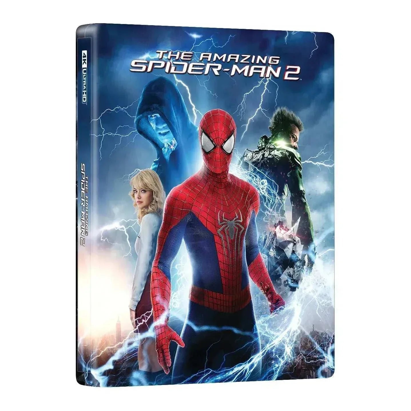 The Amazing Spider-Man 2 Steelbook 4K UHD and Blu-Ray pre-order with lenticular cover, exclusive design, and bonus collectibles.
