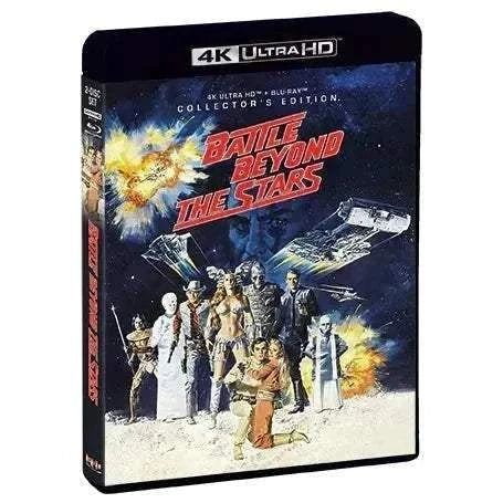 Battle Beyond the Stars Collector's Edition 4K UHD and Blu-Ray with limited edition slipcover featuring classic sci-fi artwork and characters.