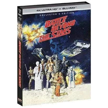 Battle Beyond the Stars Collector's Edition 4K UHD and Blu-Ray with limited edition slipcover featuring classic sci-fi artwork and characters.