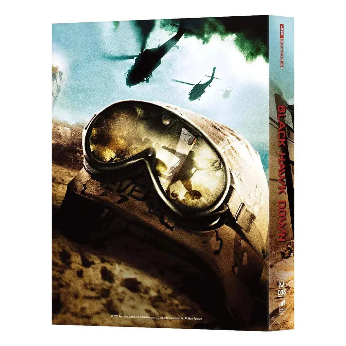 Black Hawk Down Steelbook 4K UHD and Blu-Ray with lenticular cover featuring soldiers and helicopters in combat scene