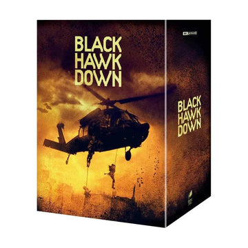 Black Hawk Down Steelbook 4K UHD and Blu-Ray edition with exclusive glossy and embossed steelbook design, pre-order collectible packaging
