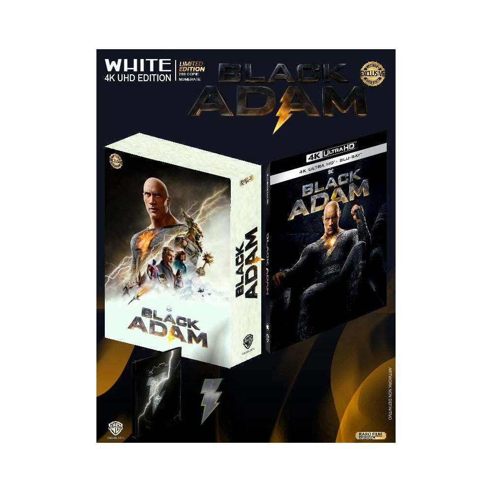 Black Adam WHITE Edition 4K UHD limited edition packaging and disc cover with superhero artwork