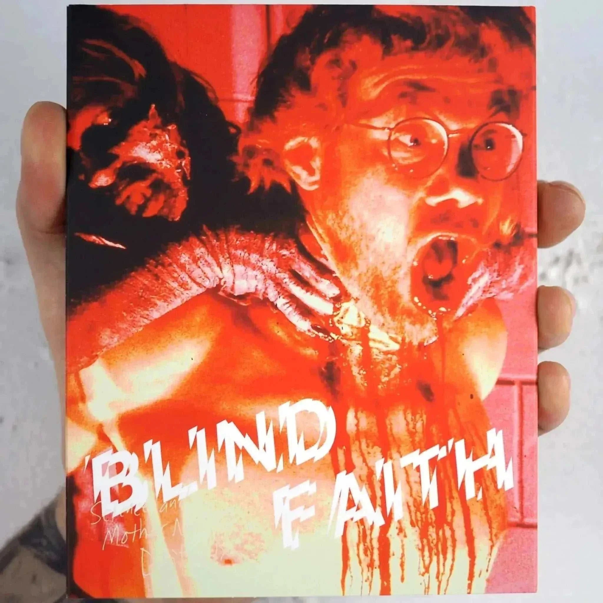 VHSHitfest Blind Faith slasher thriller slipcover with blood-themed artwork.