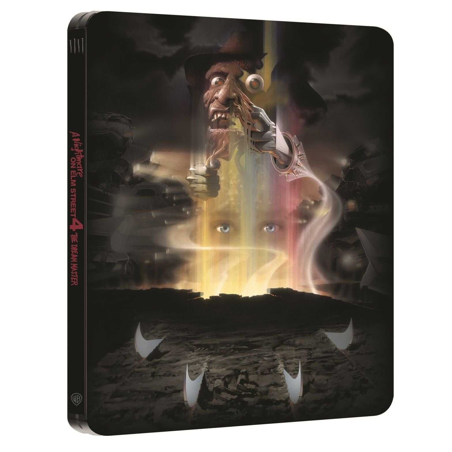 A Nightmare On Elm Street 4 limited edition steelbook 4K Ultra HD and Blu-Ray set with dark horror artwork