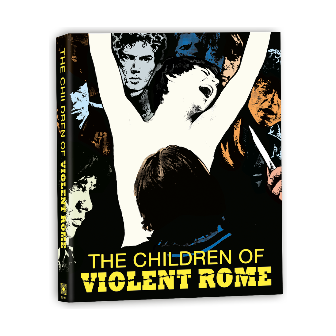 The Children of Violent Rome 1976 Blu-Ray with limited edition slipcover featuring stylized characters in intense scene from Italian crime drama.