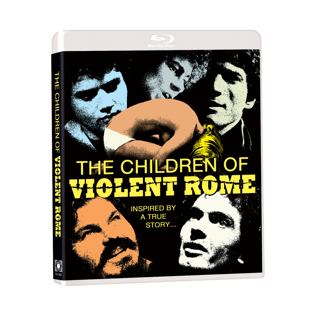 The Children of Violent Rome 1976 Blu-Ray with limited edition slipcover featuring stylized characters in intense scene from Italian crime drama.