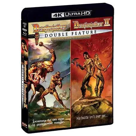 Deathstalker and Deathstalker II double feature 4K UHD and Blu-Ray collector's edition with limited edition slipcover showing heroic fantasy warriors.