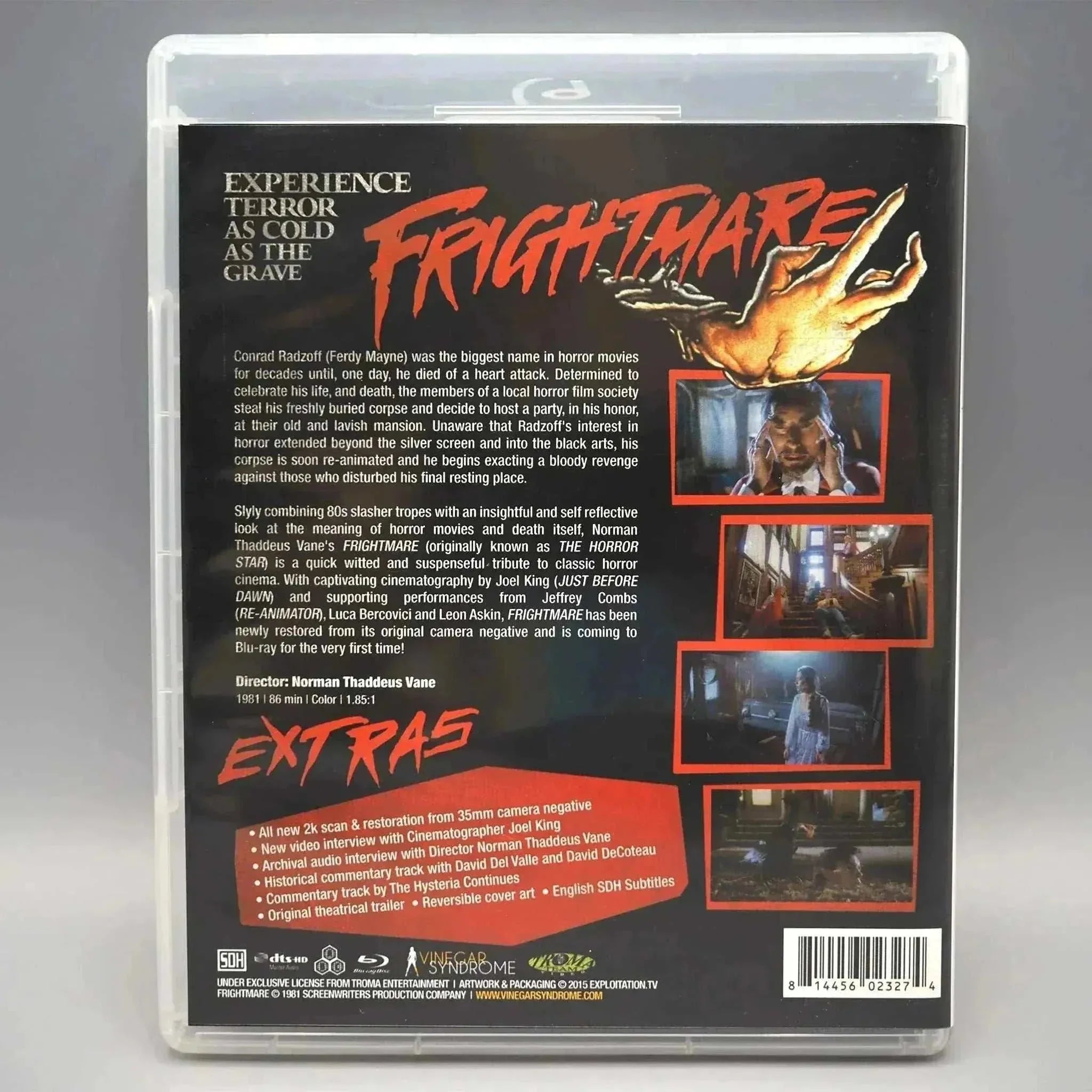 Vinegar Syndrome Frightmare Blu-Ray with Slipcover, horror film restoration, 1981.