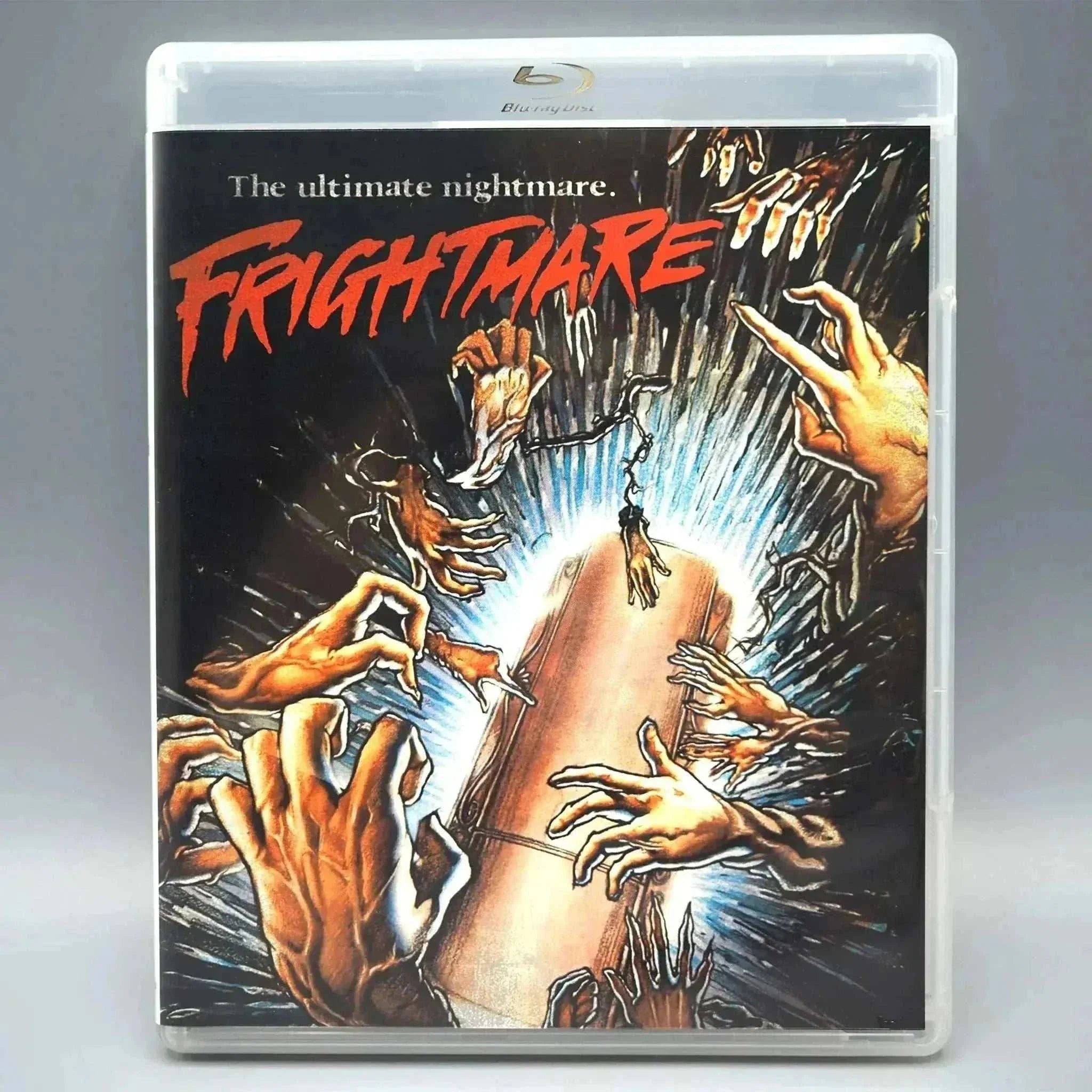 Vinegar Syndrome Frightmare Blu-Ray with slipcover featuring horror-themed artwork.