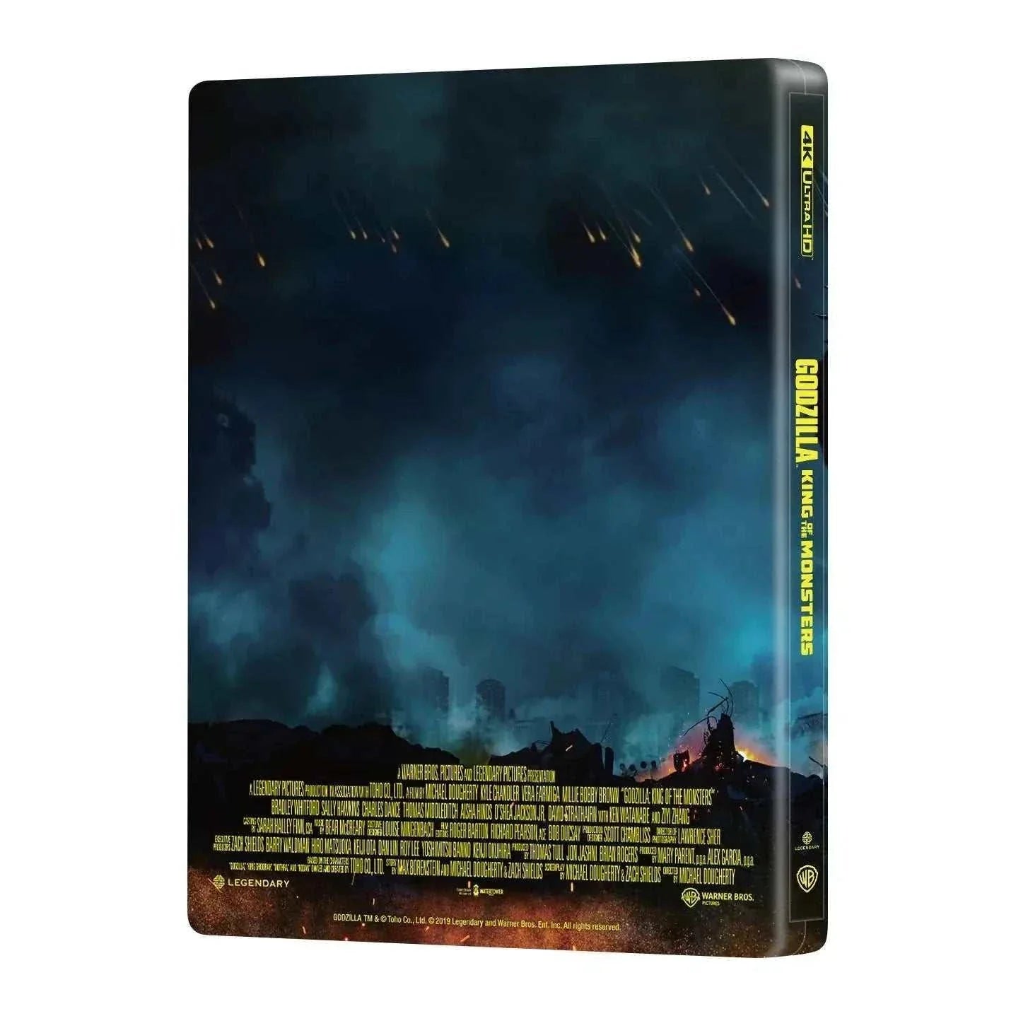 Godzilla: King of the Monsters Steelbook 4K UHD and Blu-Ray with exclusive glossy finish and embossed title, pre-order edition.