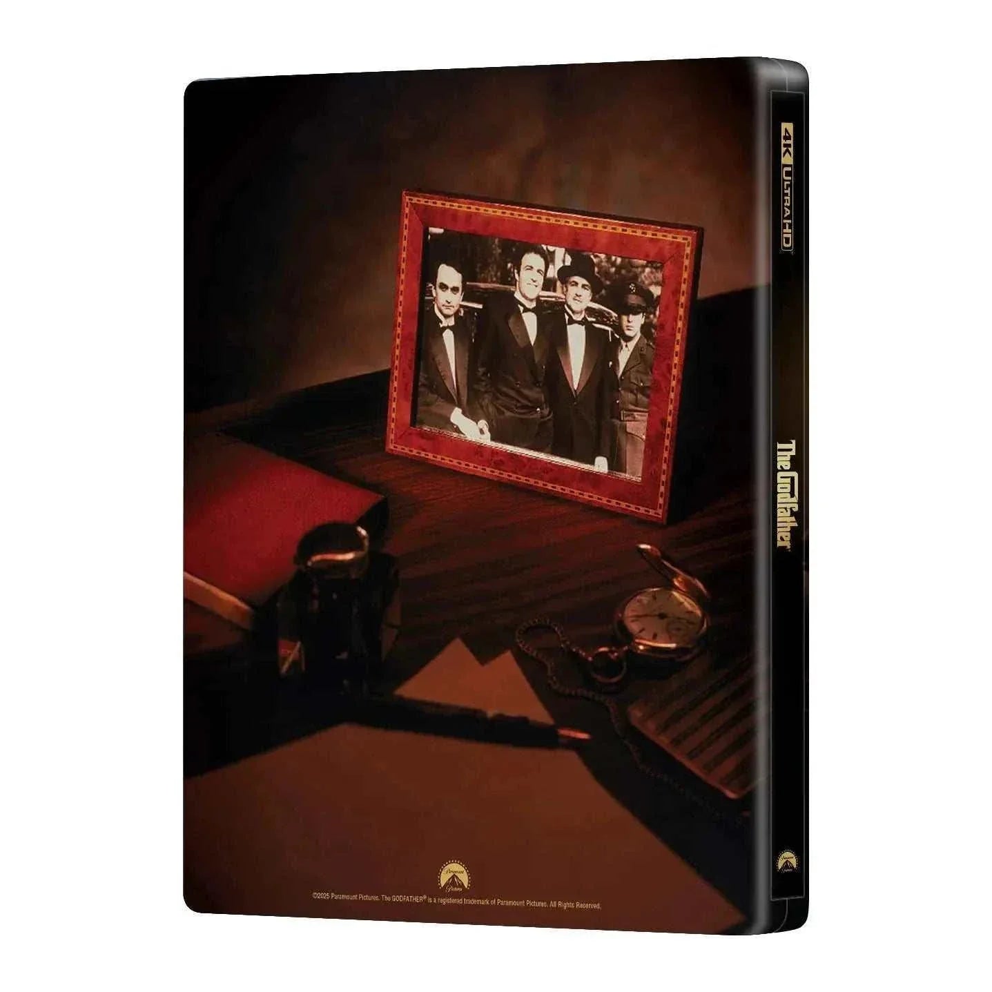 The Godfather Steelbook 4K UHD and Blu-Ray double lenticular full slip edition featuring iconic cover art and exclusive numbered collector's packaging