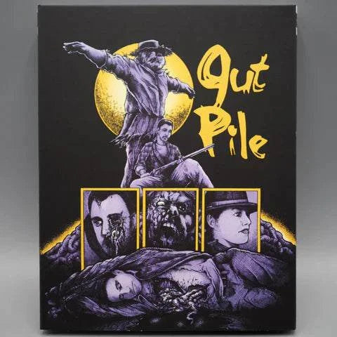 Saturn's Core "Gut Pile" Blu-Ray with illustrated slipcover featuring scarecrow and horror imagery.