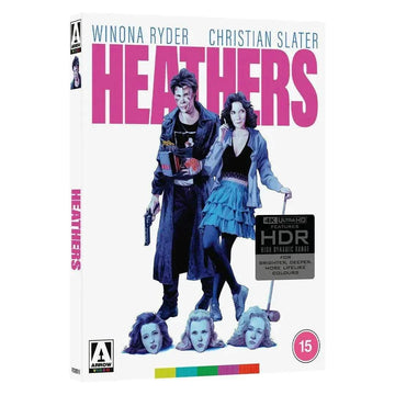 Heathers Limited Edition 4K Ultra HD Blu-ray with slipcover and extras featuring Winona Ryder and Christian Slater.