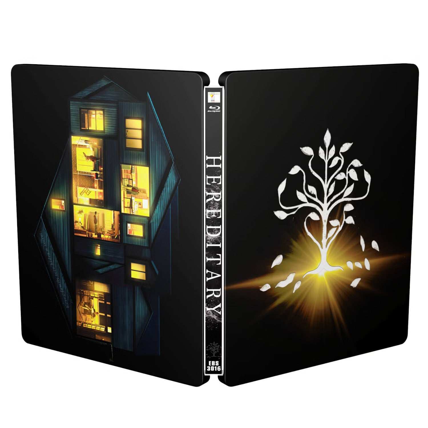 Hereditary UK limited edition steelbook 4K UHD featuring debossed family tree artwork and illuminated house design