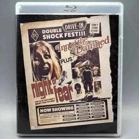 Umbrella Entertainment double feature Blu-Ray with slipcover featuring "Inn of the Damned" and "Night of Fear".