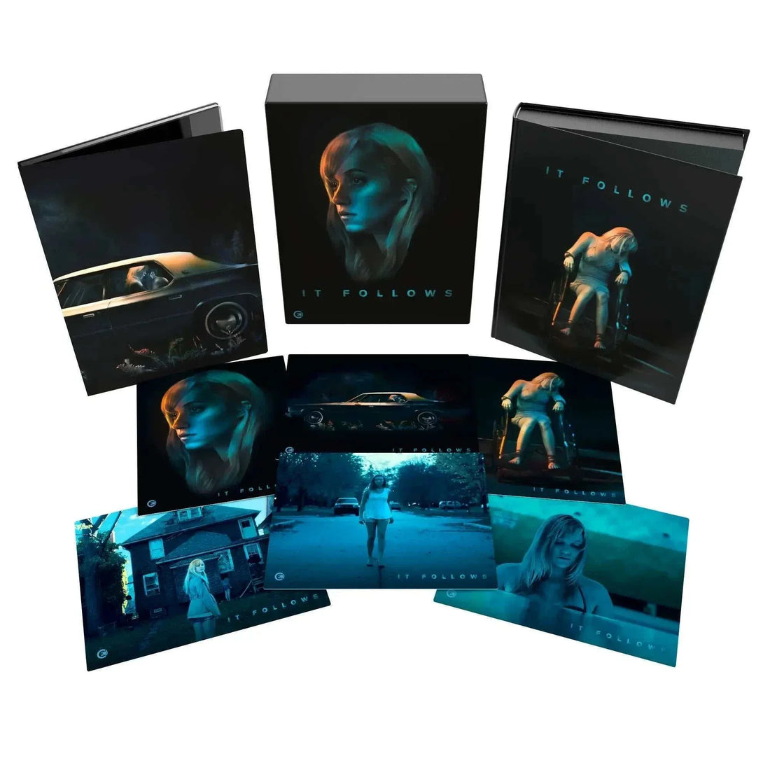 It Follows Deluxe Limited Edition 4K UHD and Blu-ray with rigid slipcase featuring a woman’s illuminated profile on black background