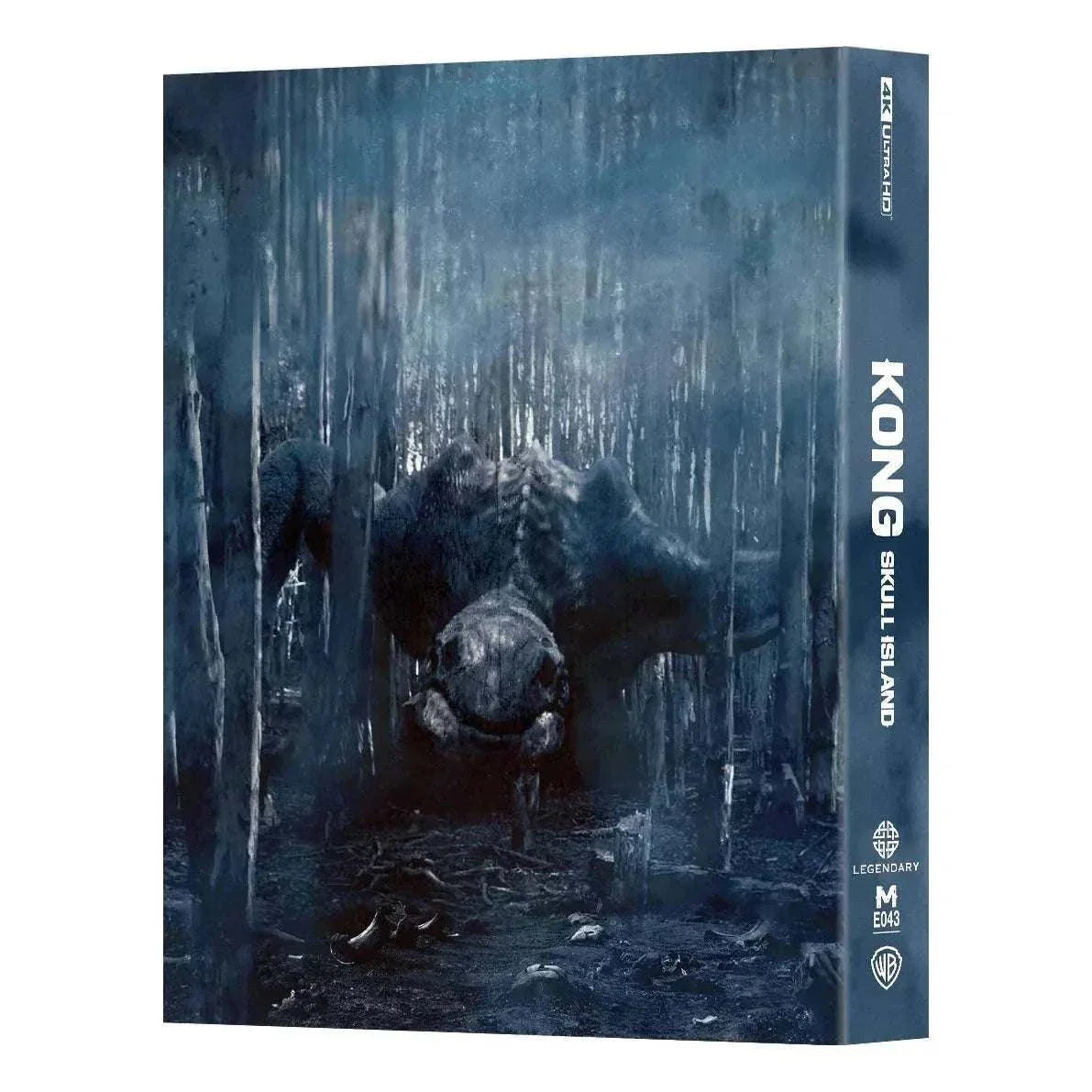 Kong: Skull Island 4K UHD and Blu-Ray steelbook with double lenticular full slip-B featuring embossed title and glossy finish.