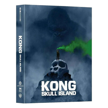 Kong: Skull Island 4K UHD Blu-Ray steelbook with lenticular cover featuring giant Kong silhouette and skull mountain design
