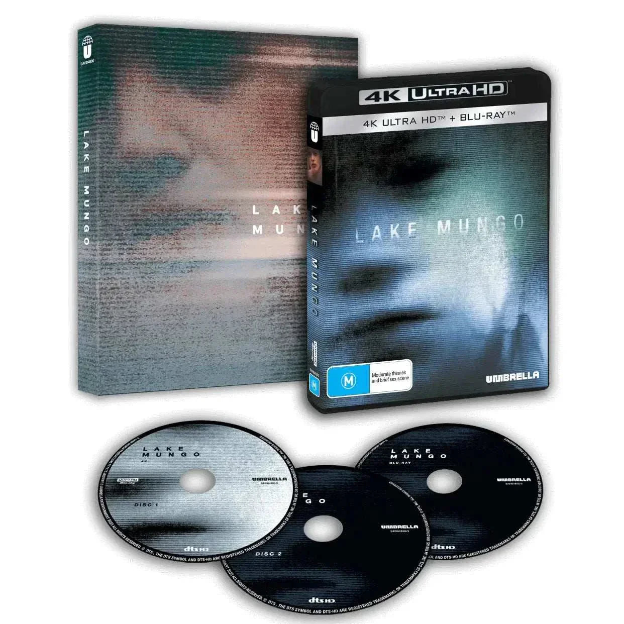 Lake Mungo 2008 3-disc 4K UHD and Blu-Ray set with limited edition slipcover, horror movie collector's edition by Umbrella Entertainment.