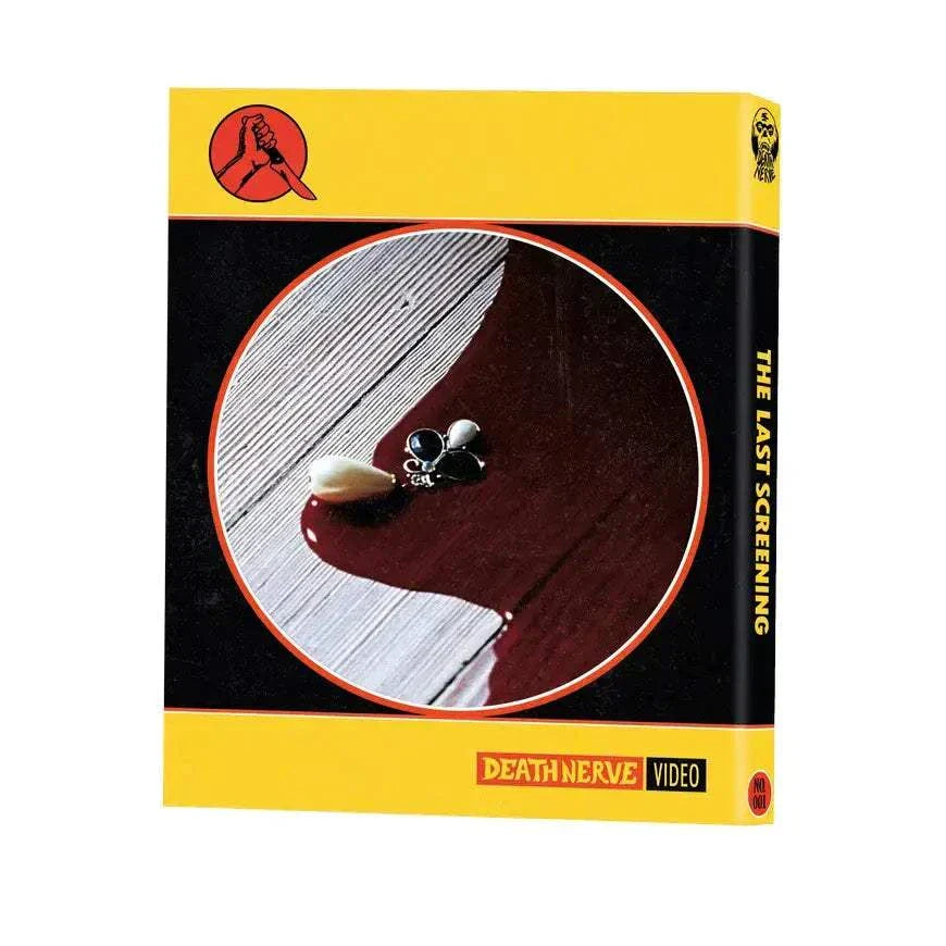 Blu-ray slipcover for Last Screening 2011 limited edition by Death Nerve Video with blood and tooth graphic