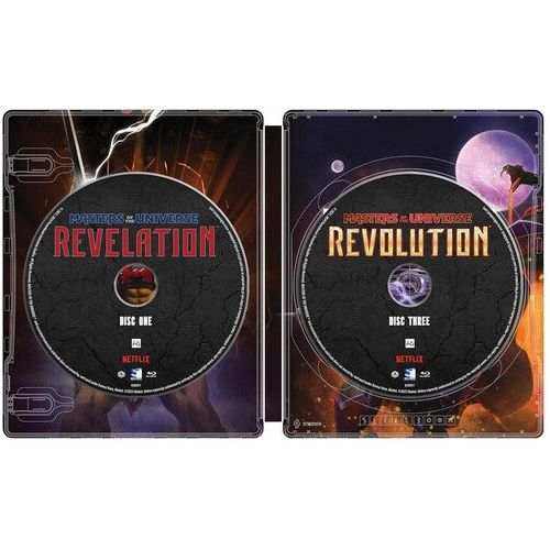 Masters of the Universe: Revelation/Revolution Blu-Ray Steelbook set with He-Man and Skeletor battle theme.
