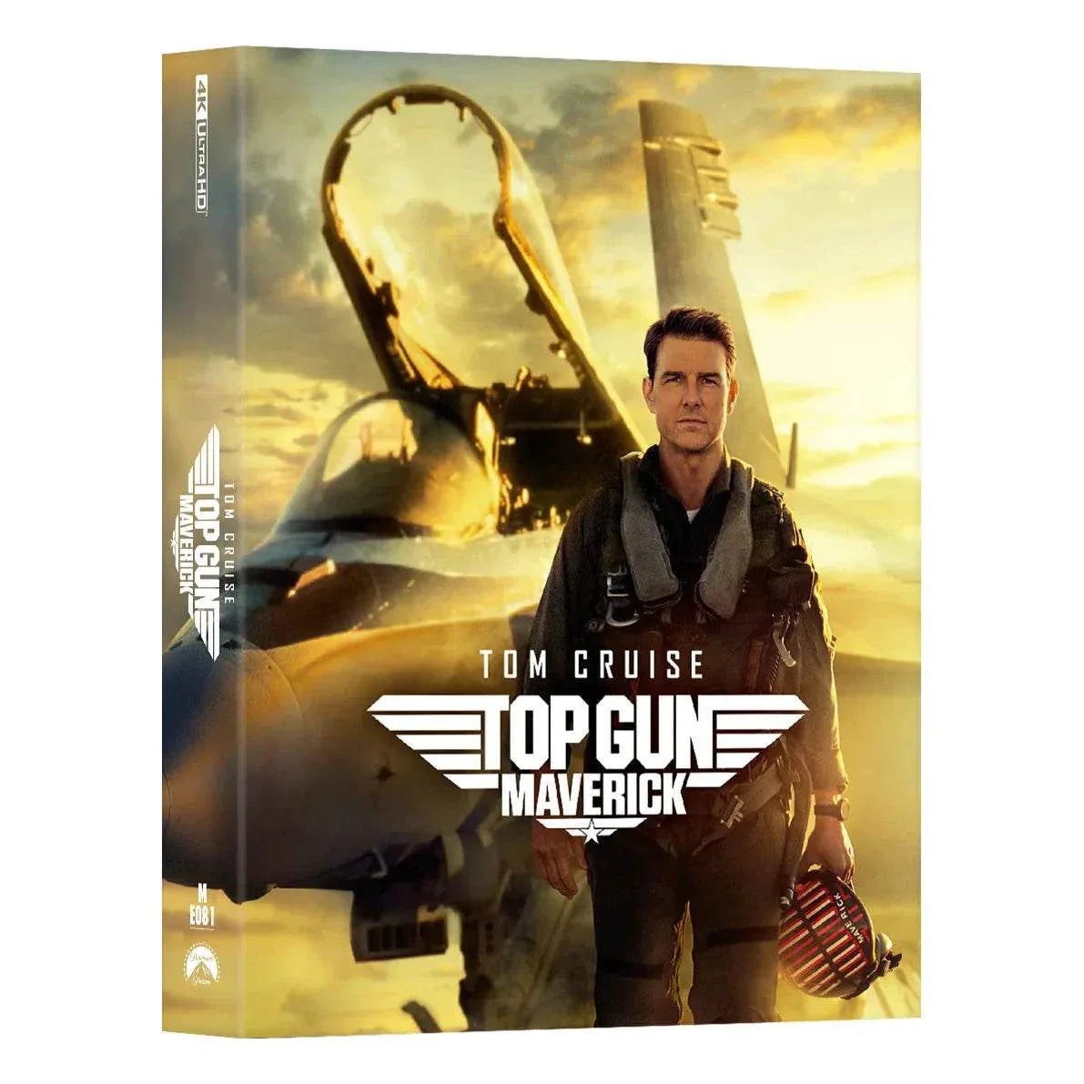 Top Gun: Maverick 4K UHD and Blu-Ray steelbook featuring Tom Cruise with fighter jet background and limited edition packaging.