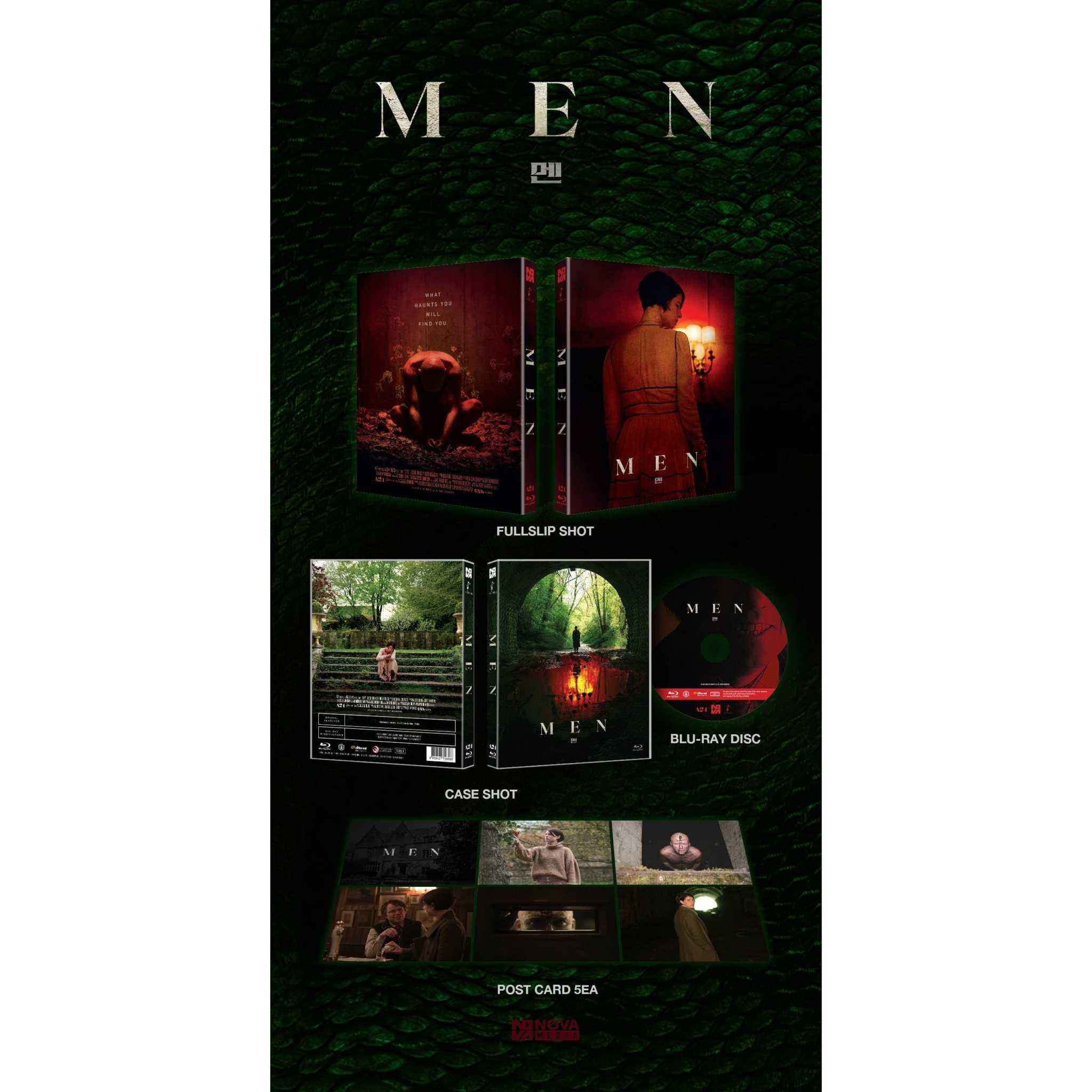 Men Blu-Ray Numbered Limited Edition Full Slip with Post Cards, featuring drama, fantasy, horror genres, and special features by Alex Garland.