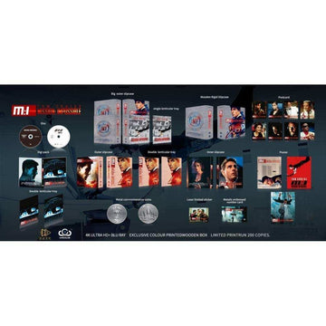 Mission: Impossible 4K UHD and Blu-ray wooden box edition with exclusive packaging, metal coins, posters, postcards, and limited print run.