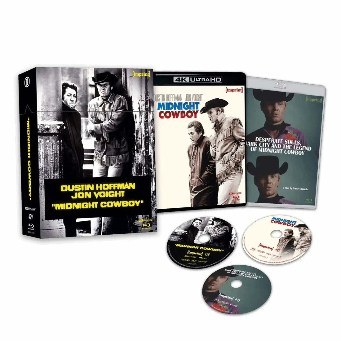 Midnight Cowboy 1969 limited edition 3-disc 4K UHD and Blu-ray set with collectible hardbox packaging and bonus documentary disc