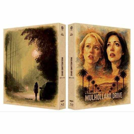 Mulholland Drive Digipack Limited Edition 4K UHD and Blu-Ray with illustrated cover art featuring two women and a mysterious forest scene