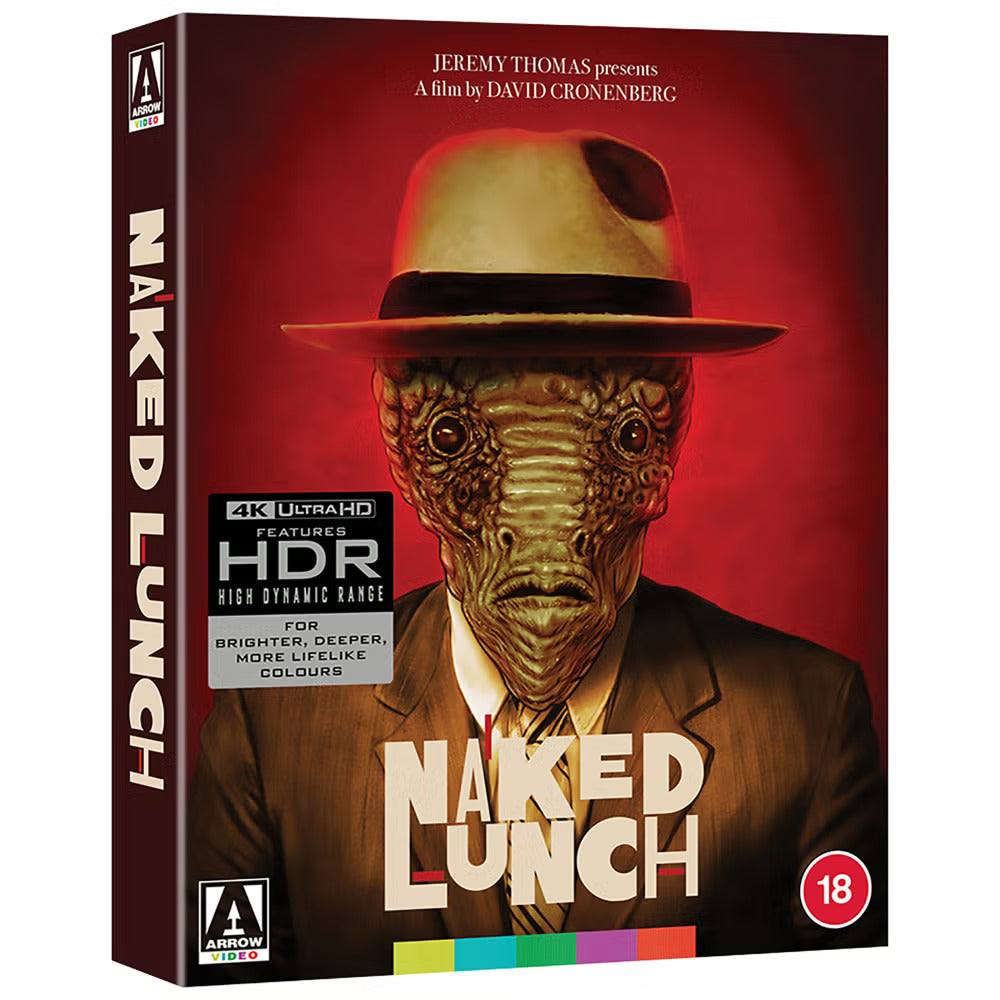 Naked Lunch Limited Edition 4K Ultra HD Blu-ray with rigid slipcase featuring surreal creature artwork and bonus extras by Arrow Films UK