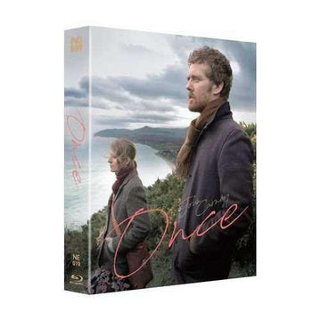 Once Limited Edition Steelbook Blu-Ray and CD Full Slip B featuring the movie Once with scenic coastal background and two main characters facing opposite directions