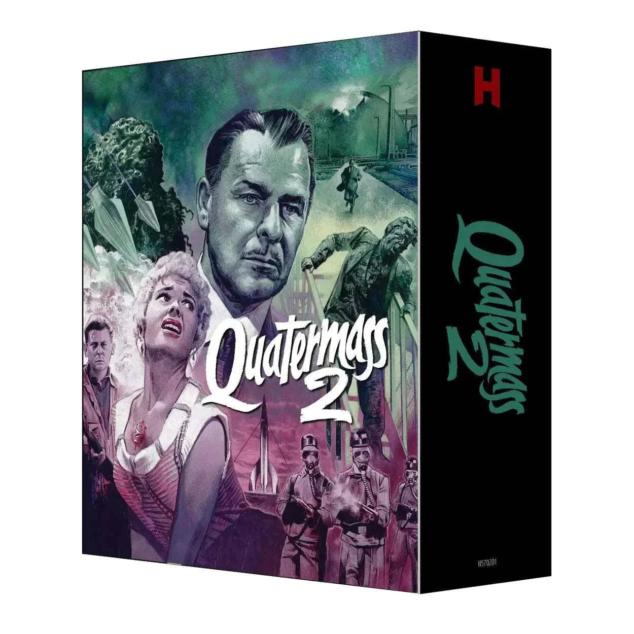 Quatermass 2 limited collector's edition 4K Ultra HD and Blu-Ray set with slipcase featuring restored sci-fi film artwork and multiple disc formats.